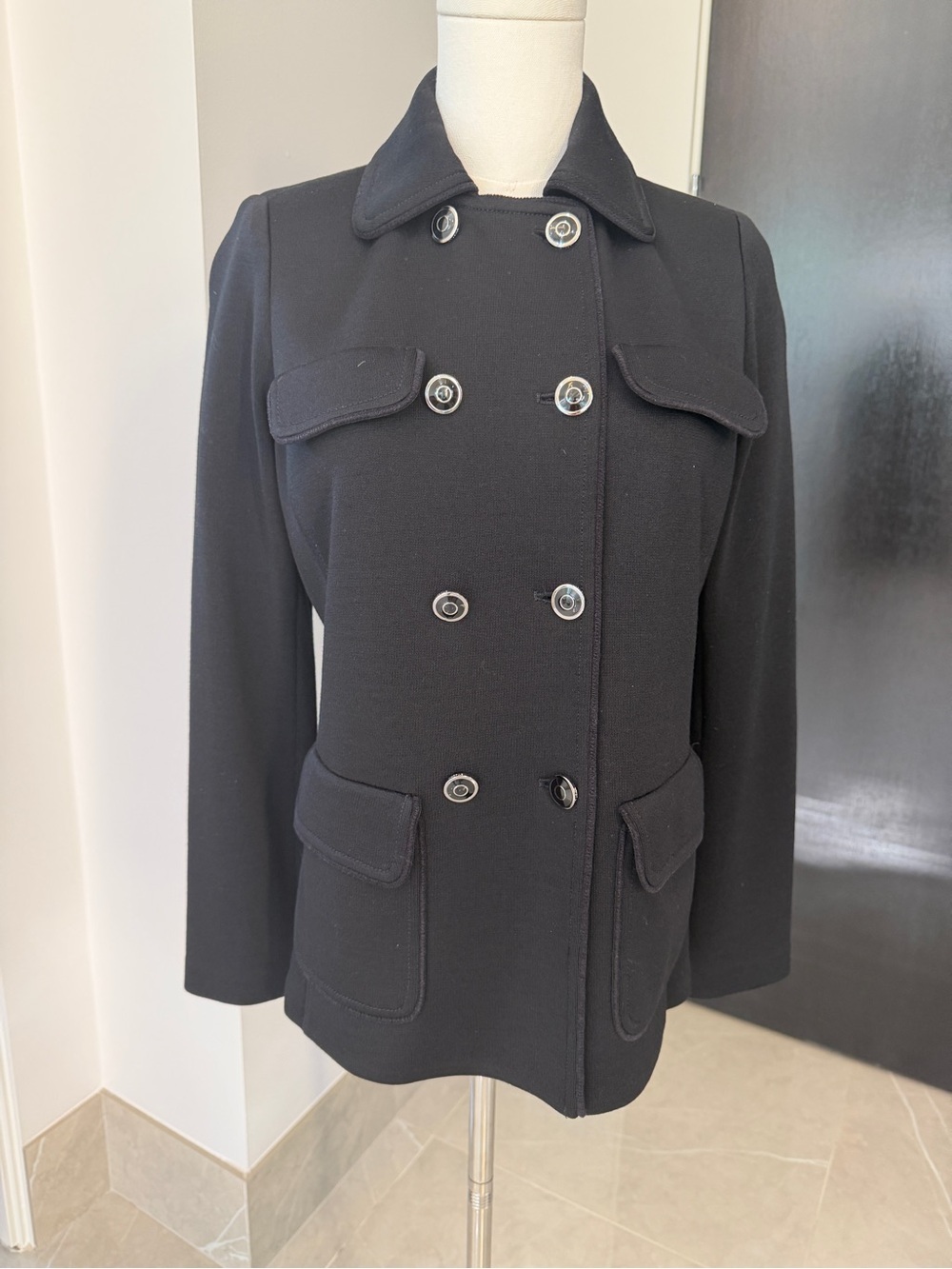 St. John Black Double-Breasted Blazer